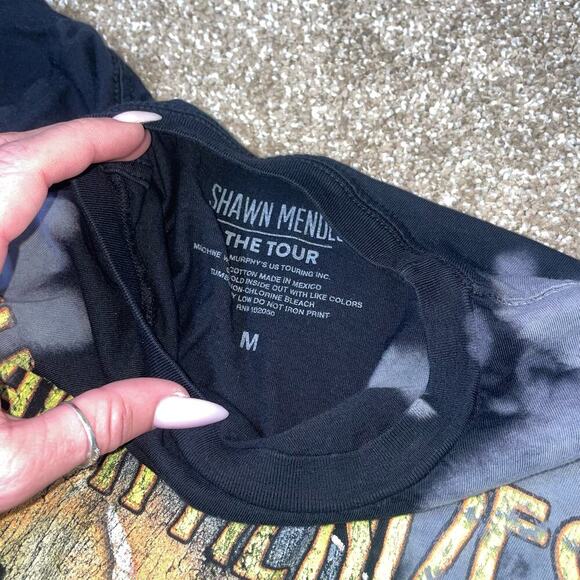 Shawn Mendes 2019 The Tour Concert T-Shirt Tye Dye black/gray SZ M - Picture 4 of 6